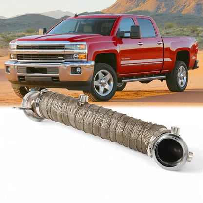 1Pc Stainless Steel Exhaust Pipe for 2011-2015 Sierra Silverado 2500 3500 HD 6.6L Duramax 3" Powerstroke Diesel - size: for 2011-2015 Sierra Silverado 2500 3500 HD