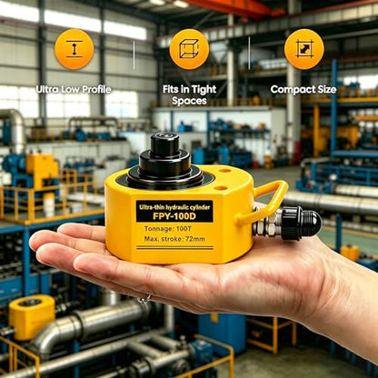 Jooptoolwook 100T Multi-Section Low Profile Hydraulic Ram Jack, 2.71" Stroke Portable Mini Hydraulic Lifting Cylinder for Machinery, Bridge & Construction Industry - size: 100T