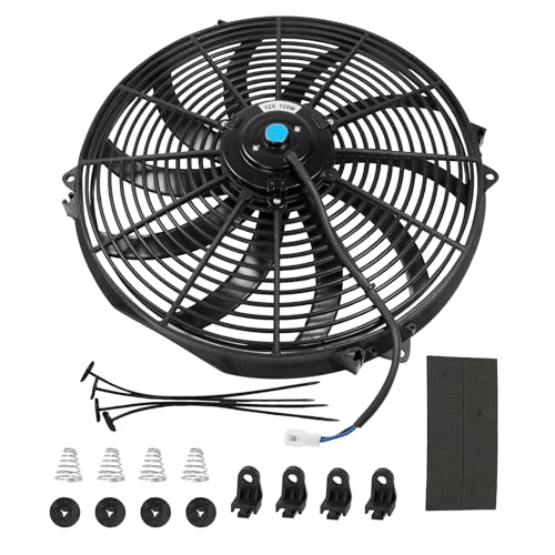 JDMSPEED New Universal Slim 16" Inch 12V Pull 1500 CFM Radiator Cooling Fan with Mounting Black - color: Black, size: 16 Inch
