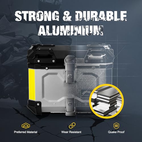 Motorcycle Top Case, 45L Tail Box, Silver - color: Silver-45L, size: 45L
