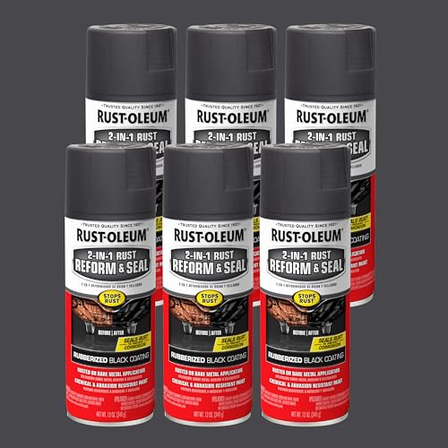Rust-Oleum Stops Rust 2-in-1 Rust Reform & Seal Coating Spray, Black - size: 12 Ounce (Pack of 6), style: Aerosol