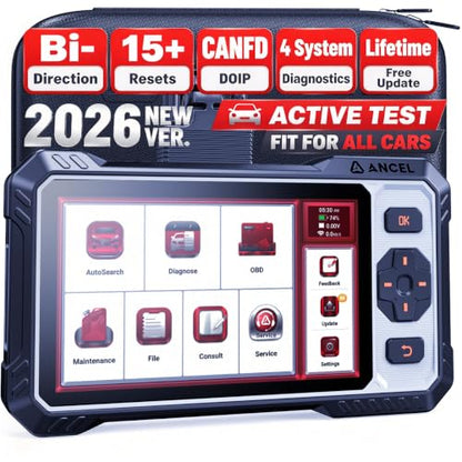 FX6000 Bidirectional Scan Tool, OBD2 Scanner Diagnostic Tool with 15+ Reset - color: Red-Black