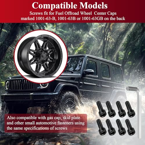8 Pack Upgrade Fuel Wheel Center Cap Screws, with Adapter Tool - style: 8 Pcs 1001-63-B