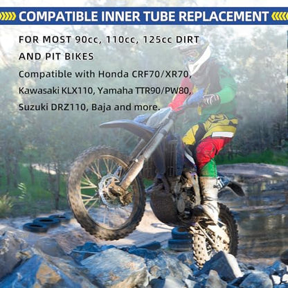 GICOOL 2.75/3.00-12" (80/100-12) Dirt Bike Butyl Inner Tube, TR4 Valve Stem - size: 2.75/3.00-12