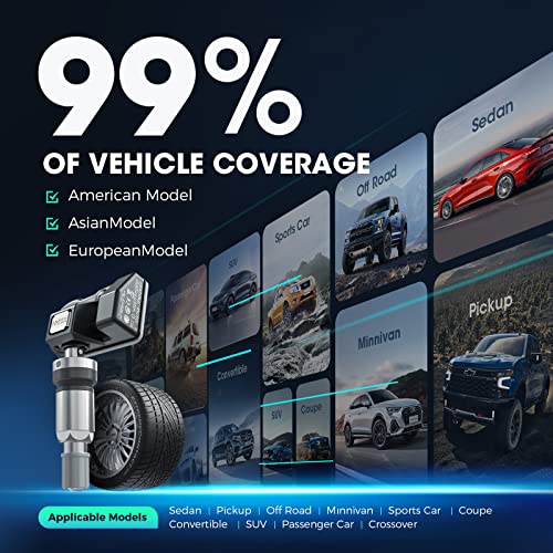 Autel TPMS Sensor, MX-Sensor 2 in 1 (315MHz + 433MHz) for 99% of Cars, Wireless Programming 100% Cloneable, Same as OE Sensors, 6-Year Battery Life (Press-in Metal Valve, 8PCS)