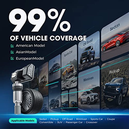 Autel TPMS Sensor, MX-Sensor 2 in 1 (315MHz + 433MHz) for 99% of Cars, Wireless Programming 100% Cloneable, Same as OE Sensors, 6-Year Battery Life (Press-in Metal Valve, 8PCS)
