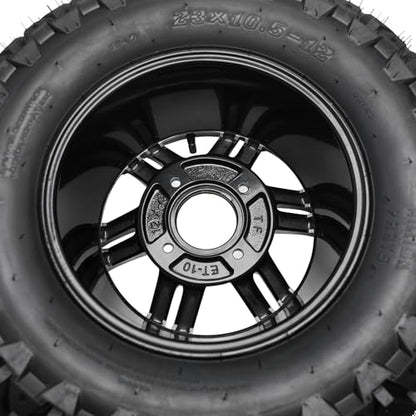 23x10.5-12 ATV Tire & Wheel Combo – 12" Aluminum Rim with Knobby Tread for UTV, Go Kart, Golf Cart, Lawn Mower & Utility Off-Road Vehicles, Single Heavy-Duty Tire - color: 1pack 23x10.5-12