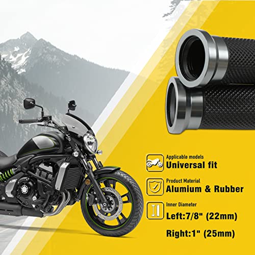 DREAMIZER 2Pcs Motorcycle Handle Grips Rubber Handlebars Universal 22mm Anti-Skid Rubber Handlebars Motorbike - Grey - color: Grey