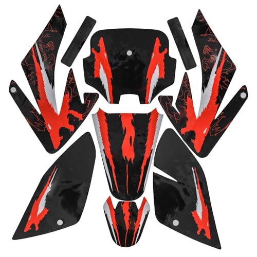 CRF70 Graphics Kit for 70cc–160cc Dirt Bikes – 9-Piece Set – Durable Plastic Decals for Thumpstar, Pitpro, Atomik, TaoTao, SSR, and More (Red) - color: Red