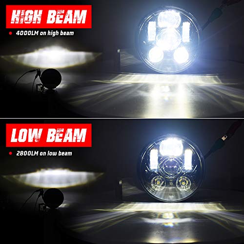 5.75 Inch 6-Lens LED Headlight Fits for Harley Sportster Dyna Softail - color: Black