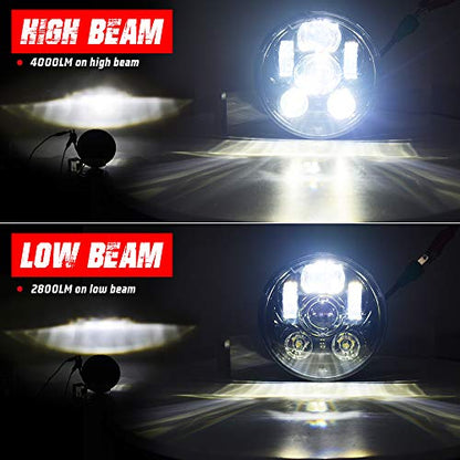 5.75 Inch 6-Lens LED Headlight Fits for Harley Sportster Dyna Softail - color: Black
