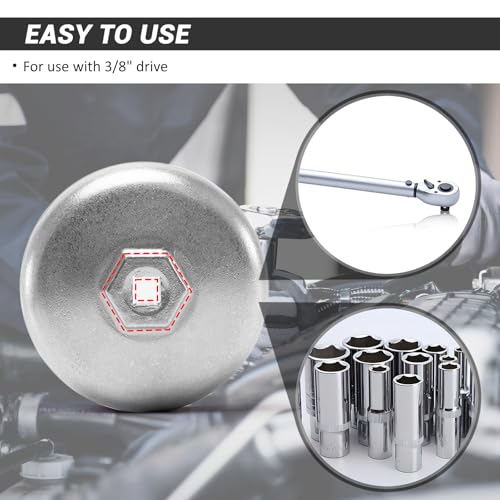 86.4mm 16Flutes Oil Filter Cap Wrench Removal Tool Socket for BMW Engines/for Volvo with 86mm Filter Housing Caps, Silver Heavy-Duty Aluminum - style: Aluminum