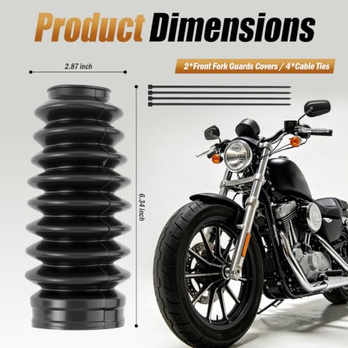 2PCS 39mm Extended Motorcycle Front Fork Guards Covers with 4 Cable Ties