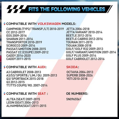 5N0965561A Auxiliary Water Pump Car Engine Cooling Water Compatible for VW Golf Audi Q3 Quattro For Jetta/Passat Skoda EOS Tiguan Touran 5N0965561 5N0122093BP 7N0965561