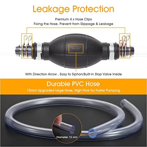 H-veenjor Gasoline Siphon Hose Pump, Hand Water Transfer Pump