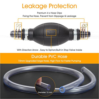 H-veenjor Gasoline Siphon Hose Pump, Hand Water Transfer Pump