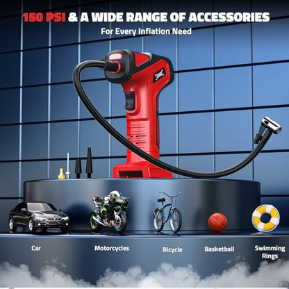 DIYtoolifz 150PSI Tire Inflator Compatible with Milwaukee 18V Battery - color: Red, size: 150 PSI