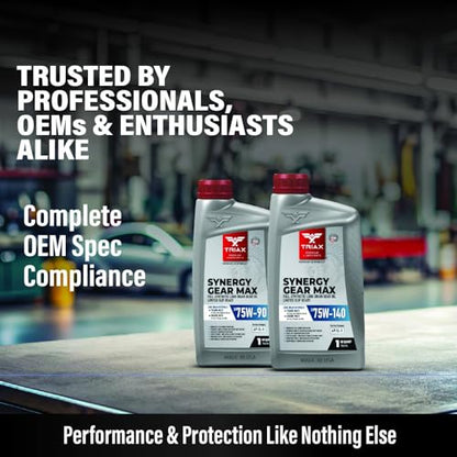 Triax Synergy Gear Max 75W-90 GL-5 Limited Slip, Ultra Long Drain 500k Miles, Manual Transmission, Gear/Differential Lubricant (1 Quart) - size: 1 Quart