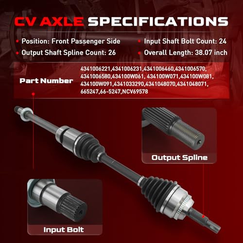 Betthand NCV69578 Front Right CV Axle Fit for Toyota Camry 2002-2009 Gas - size: 665247