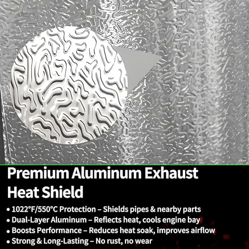 13" x 40" Embossed Exhaust Heat Shield Automotive, Aluminum Exhaust Heat Wrap with 15 Pcs Cable Metal Zip Ties, Exhaust Wrap Heat Barrier Shield for Automotive & Motorcycle Exhaust pipes - size: 1PCS
