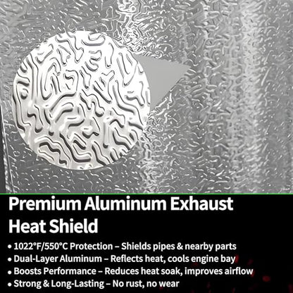 13" x 40" Embossed Exhaust Heat Shield Automotive, Aluminum Exhaust Heat Wrap with 15 Pcs Cable Metal Zip Ties, Exhaust Wrap Heat Barrier Shield for Automotive & Motorcycle Exhaust pipes - size: 1PCS