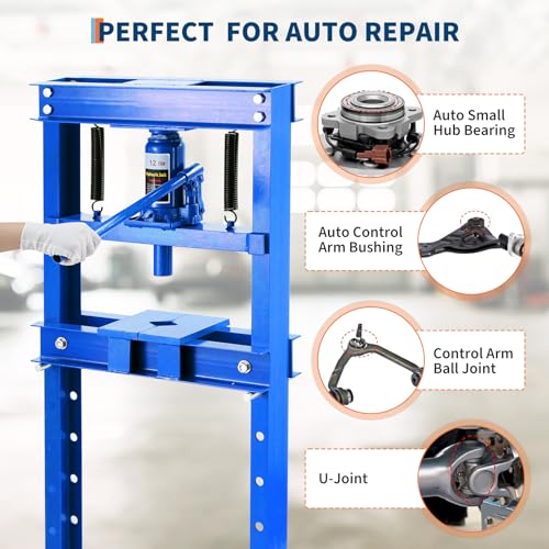 12 Ton h-Frame Hydraulic Press Heavy Duty Garage Floor Press with Plates - color: Blue