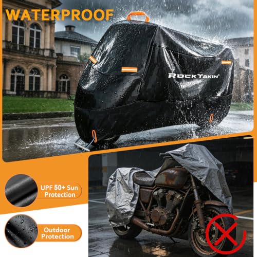 Motorcycle Cover Waterproof Outdoor 300D Motorcycle Cover 96" - size: 96"L x 41"W x 50"H