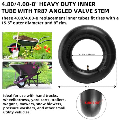 AR-PRO 4.80/4.00-8" Heavy Duty Inner Tube with TR87 Angled Valve Stem for Wheelbarrows, Wagons, Mowers, Hand Trucks, Go Kart and More 480/400-8 4.80-8 Tires (2-Pack) - size: 4.80/4.00-8(TR-87)