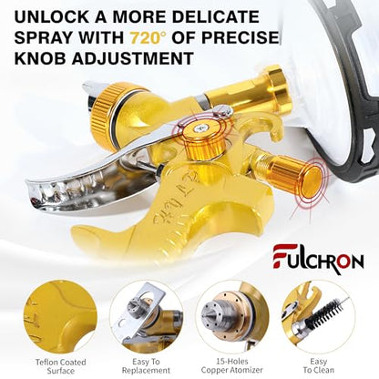 HVLP Paint Gun with 10 Disposable 600ML Paint Cups & 5 Nozzles - color: GOLD