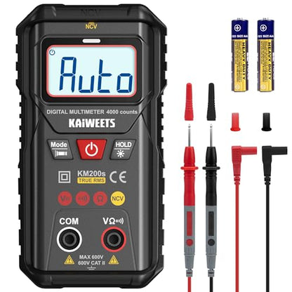 KAIWEETS Digital Multimeter TRMS 4000 Counts Auto Range Voltmeter for Car