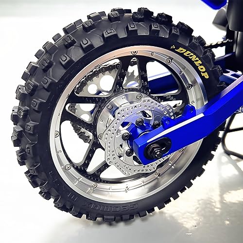TREAL Losi Promoto MX Front and Rear Wheels(2P), CNC Machined Aluminum w Carbon Rims for Losi 1/4 FXR Motorcycle(Silver) - color: silver