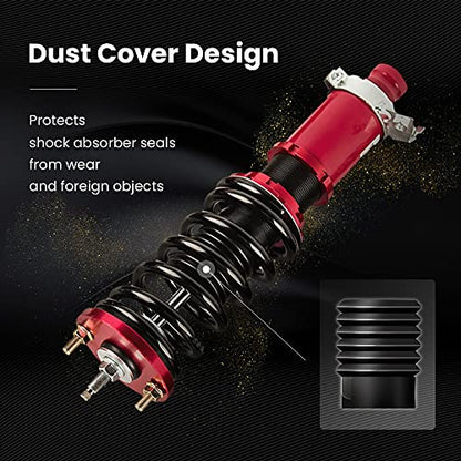 maXpeedingrods Coilover for Honda Civic 1988-2000, Red Damper Adjustable
