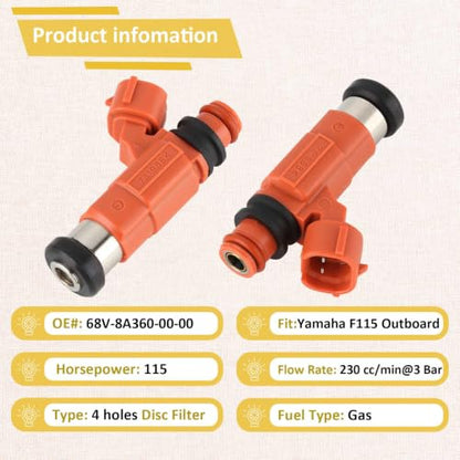 Compatible with/Yamaha 2000-2010 F115 115HP Outboard Fuel Injectors