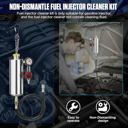 C100 Fuel Injector Cleaner Kit,Non-dismantle Fuel Injector Cleaner Machine,1000ML 150PSI Fuel Injection Systems Cleaning Tools with Various Adapters and Packing Box for Gasoline Injectors - size: 1000ml
