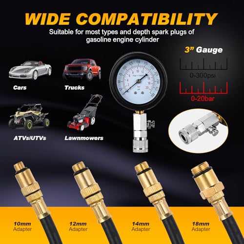 Nilight Compression Tester Kit with Spark Plug Tester 9PCS - color: 9pcs