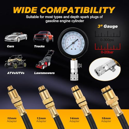 Nilight Compression Tester Kit with Spark Plug Tester 9PCS - color: 9pcs