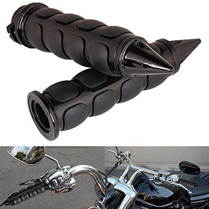 Pair of 1" Dual Black Motorcycle Bar End Hand Grips Handlebar for Cruisers Harley Yamaha Suzuki - color: Black