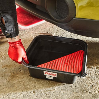 ZEELINE BY MILTON ZE702 9.5-Quart Oil Drain Pan with Filter Drain Tray, Heavy-Duty Polyethylene, Integrated Pour Spout, Large Catch Basin for Oil, Coolant & Transmission Fluid