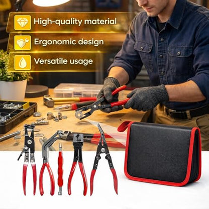 5PCS Automotive Electrical Disconnect Pliers Kit with Leather Storage Case