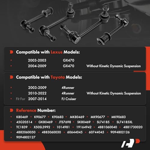 A-Premium Set of 4, Front & Rear Sway Bar Link Stabilizer Bar Link Kit