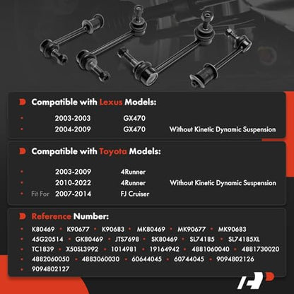A-Premium Set of 4, Front & Rear Sway Bar Link Stabilizer Bar Link Kit
