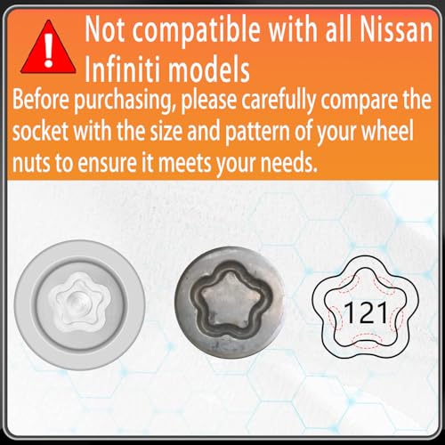 121 Wheel Locking Nut Key for Nissan Infiniti, ID 21mm Lug Socket - size: socket 121
