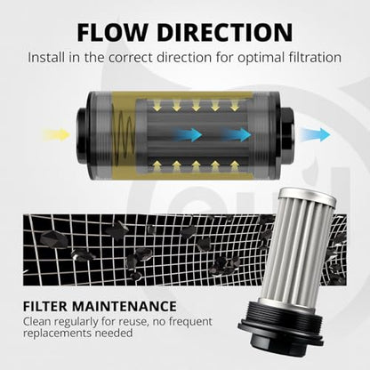 EVIL ENERGY Inline Fuel Filter 10 Micron with 6AN 8AN 10AN Adapter&Bracket Clamp 50MM Universal