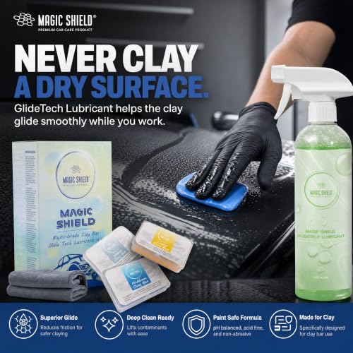 Magic Shield Car Clay Bar Kit with Lubricant Spray, 3 x 100 g - size: Triple clay bars w/ spray