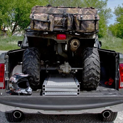 Black Widow Extra Wide Punch Plate Aluminum Folding ATV Ramp, 1,500 Pound Capacity, 7' 10", Silver - Heavy Duty Truck Loading Ramp Accessories - size: 94" x 54" x 1.88"