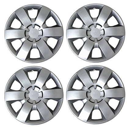 WC3-14-226-S - Pack of 4 Hubcaps - 14-Inches | Silver | Style 226 Style Snap-On (Pop-On) Type Metallic Silver Wheel Covers Hub-caps - size: 14-Inches | Silver | Style 226