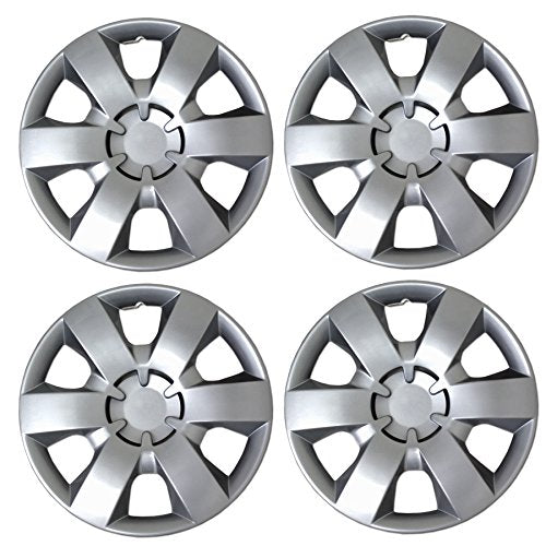 WC3-14-226-S - Pack of 4 Hubcaps - 14-Inches | Silver | Style 226 Style Snap-On (Pop-On) Type Metallic Silver Wheel Covers Hub-caps - size: 14-Inches | Silver | Style 226