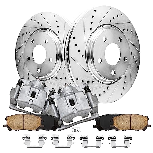 Detroit Axle - Front Drilled Brake Rotors Calipers For Lexus RX330 RX330 - size: 6BPR47543/kit
