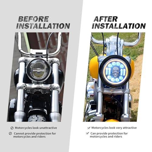 Motorcycle 7" Headlight Housing 7 Inch Head Lamp Bucket Fit for Harley Dyna Softail FX Custom Sportster XL (Black) - color: Black