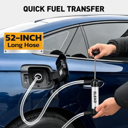 Fluid Transfer Siphon Pump for Gasoline, Multi-use Liquid Transfer Pump, Max 3 GPM High Flow, Hand Pump with Inflator Hose adapter, Balloon Adapter for Gas, Water, Transmission Fluid and Diesel - color: Clean White